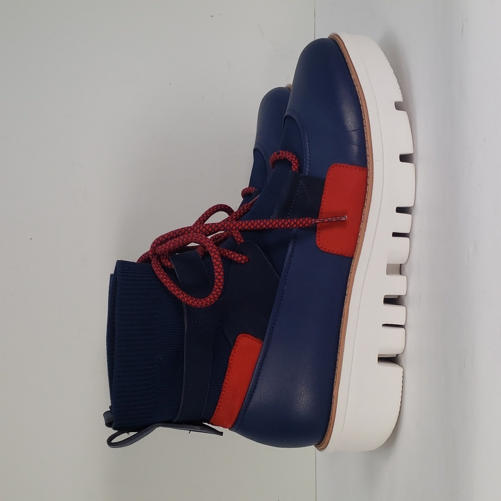 FITFLOP GLACE KNIT LEATHER MIDNIGHT NAVY RED LACE UP ANKLE BOOTS WOMEN'S 10 - Picture 3 of 15